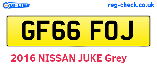 GF66FOJ are the vehicle registration plates.