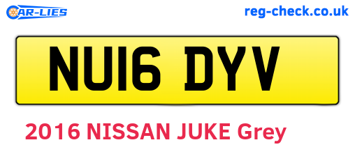 NU16DYV are the vehicle registration plates.