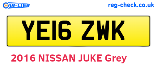 YE16ZWK are the vehicle registration plates.