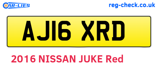 AJ16XRD are the vehicle registration plates.