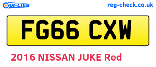 FG66CXW are the vehicle registration plates.