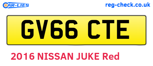 GV66CTE are the vehicle registration plates.