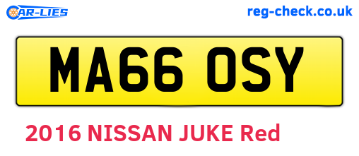 MA66OSY are the vehicle registration plates.