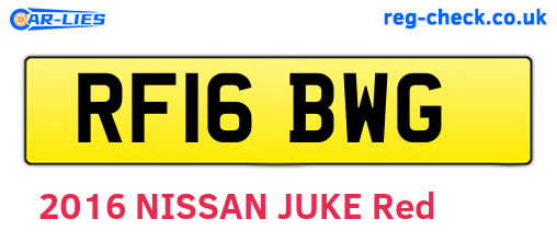RF16BWG are the vehicle registration plates.