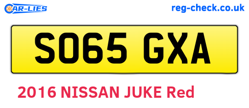 SO65GXA are the vehicle registration plates.
