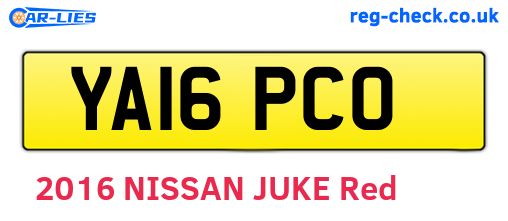 YA16PCO are the vehicle registration plates.