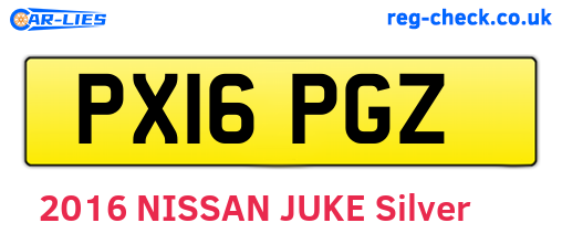 PX16PGZ are the vehicle registration plates.