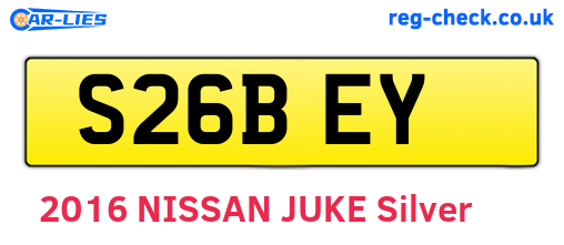 S26BEY are the vehicle registration plates.