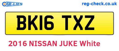 BK16TXZ are the vehicle registration plates.