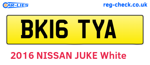 BK16TYA are the vehicle registration plates.