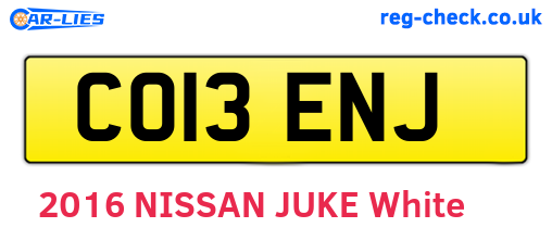 CO13ENJ are the vehicle registration plates.