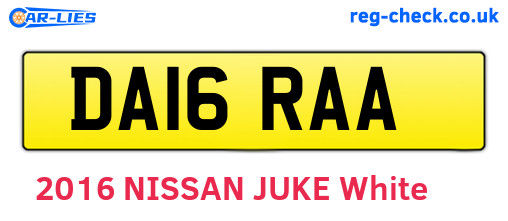 DA16RAA are the vehicle registration plates.
