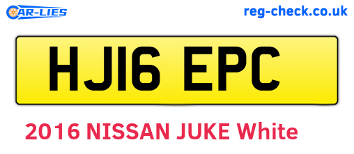 HJ16EPC are the vehicle registration plates.