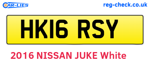 HK16RSY are the vehicle registration plates.