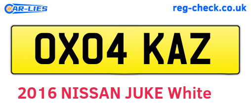 OX04KAZ are the vehicle registration plates.