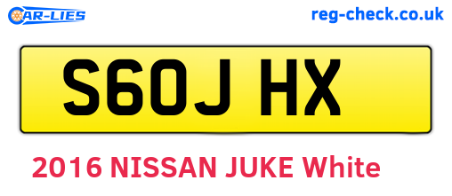 S60JHX are the vehicle registration plates.
