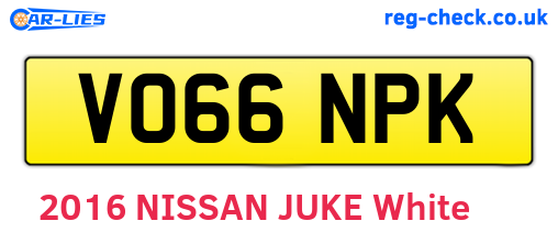 VO66NPK are the vehicle registration plates.