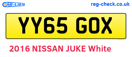 YY65GOX are the vehicle registration plates.