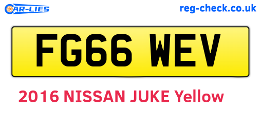 FG66WEV are the vehicle registration plates.