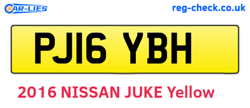 PJ16YBH are the vehicle registration plates.
