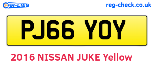 PJ66YOY are the vehicle registration plates.