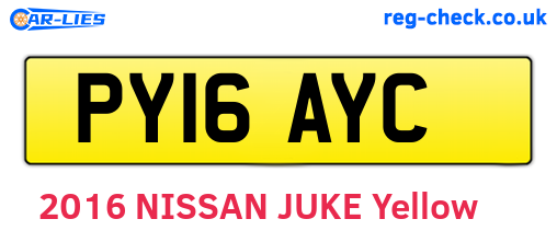 PY16AYC are the vehicle registration plates.