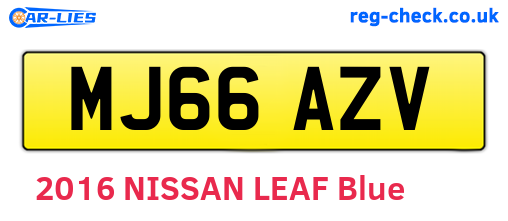 MJ66AZV are the vehicle registration plates.