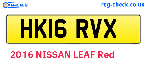 HK16RVX are the vehicle registration plates.