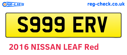 S999ERV are the vehicle registration plates.