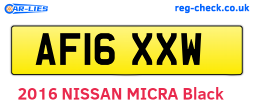 AF16XXW are the vehicle registration plates.