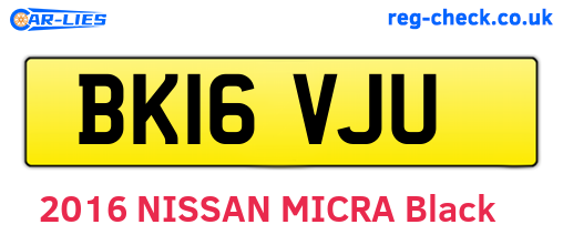 BK16VJU are the vehicle registration plates.