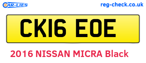CK16EOE are the vehicle registration plates.