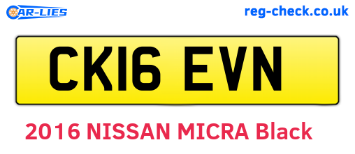 CK16EVN are the vehicle registration plates.