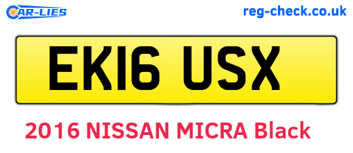 EK16USX are the vehicle registration plates.