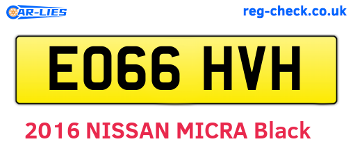 EO66HVH are the vehicle registration plates.