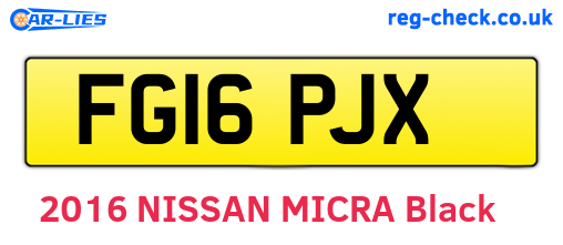 FG16PJX are the vehicle registration plates.