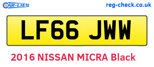 LF66JWW are the vehicle registration plates.