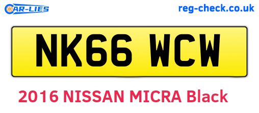 NK66WCW are the vehicle registration plates.