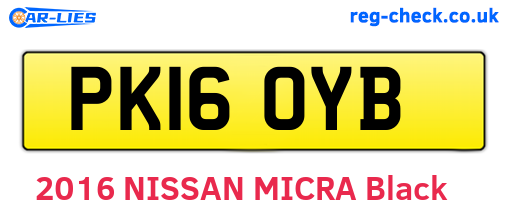 PK16OYB are the vehicle registration plates.