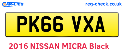 PK66VXA are the vehicle registration plates.