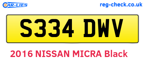 S334DWV are the vehicle registration plates.
