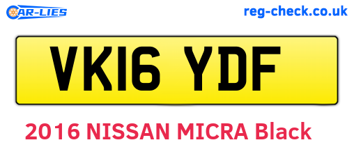 VK16YDF are the vehicle registration plates.