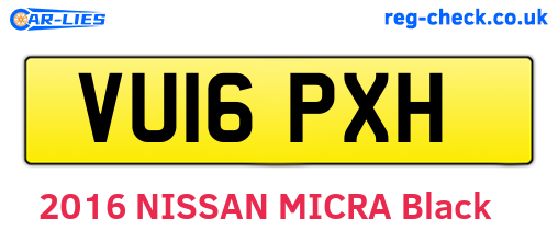 VU16PXH are the vehicle registration plates.