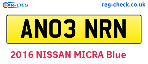 AN03NRN are the vehicle registration plates.
