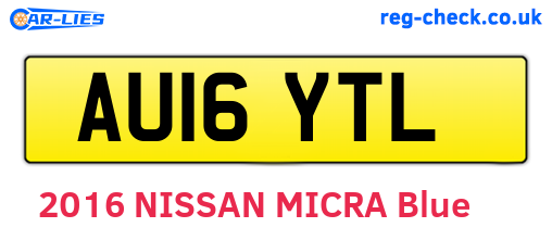 AU16YTL are the vehicle registration plates.