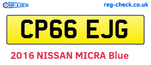 CP66EJG are the vehicle registration plates.