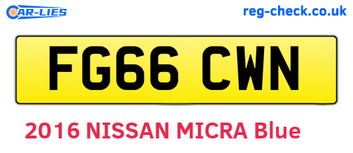 FG66CWN are the vehicle registration plates.