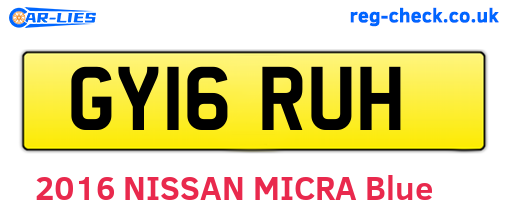 GY16RUH are the vehicle registration plates.
