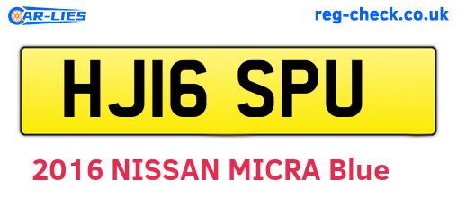 HJ16SPU are the vehicle registration plates.