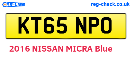 KT65NPO are the vehicle registration plates.
